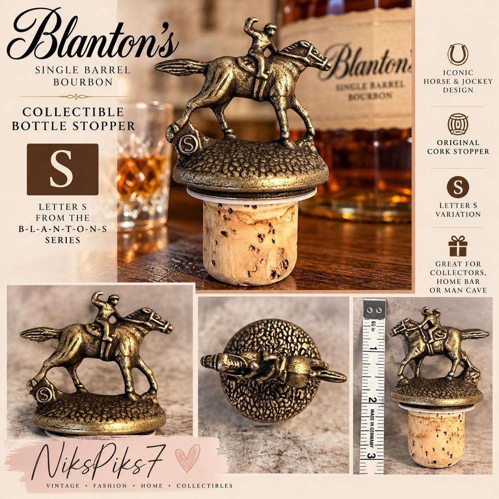 Blanton's Single Barrel Bourbon Horse Jockey Bottle Stopper Letter S Cork